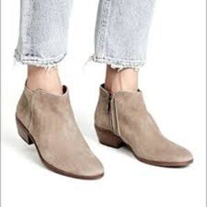 Sam Edelman Petty Ankle Boots Suede Beige Women's Size 8.5 side zip casual